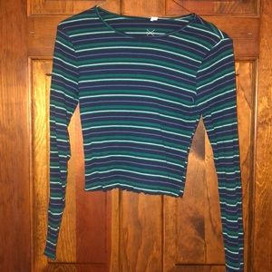 Lettuce Edge Striped Long Sleeve Tee